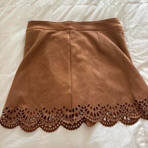 Elegant Brown Scalloped Hem Skirt